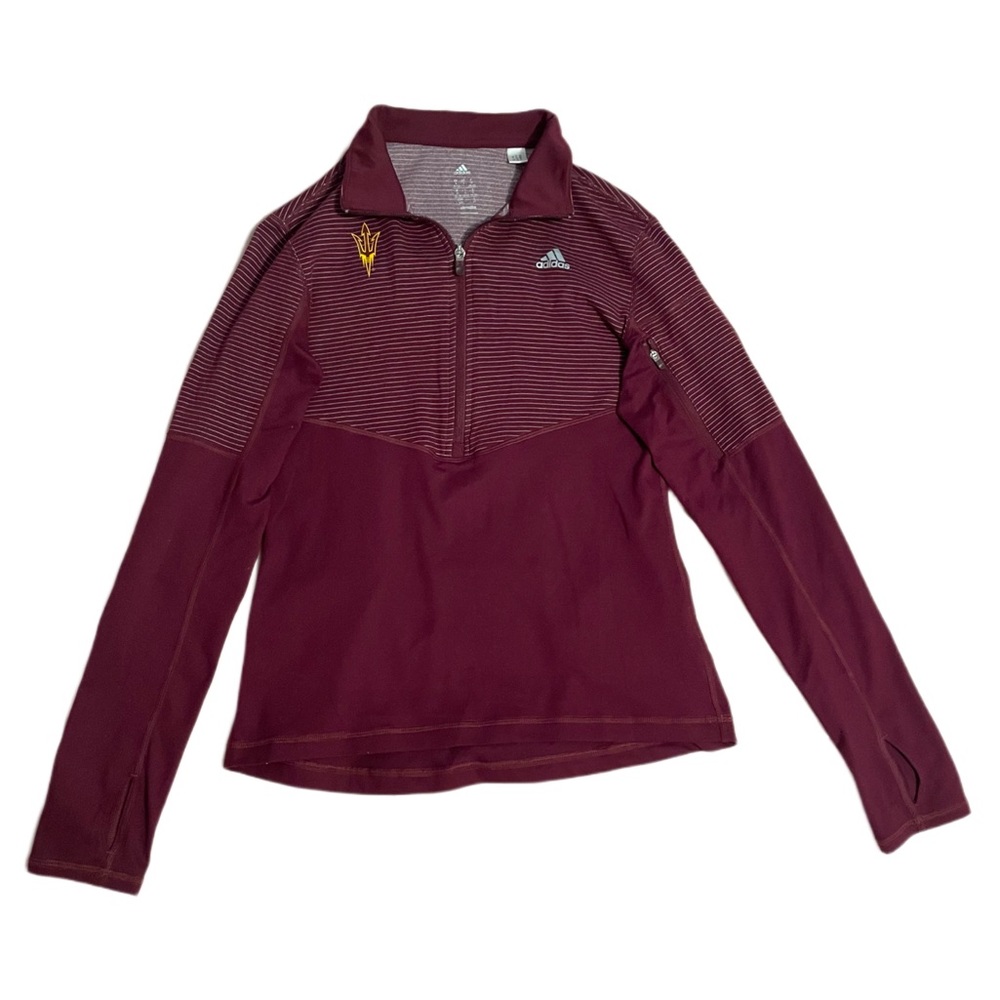 ASU athletic Adidas polo half zip up sweatshirt with thumb holes